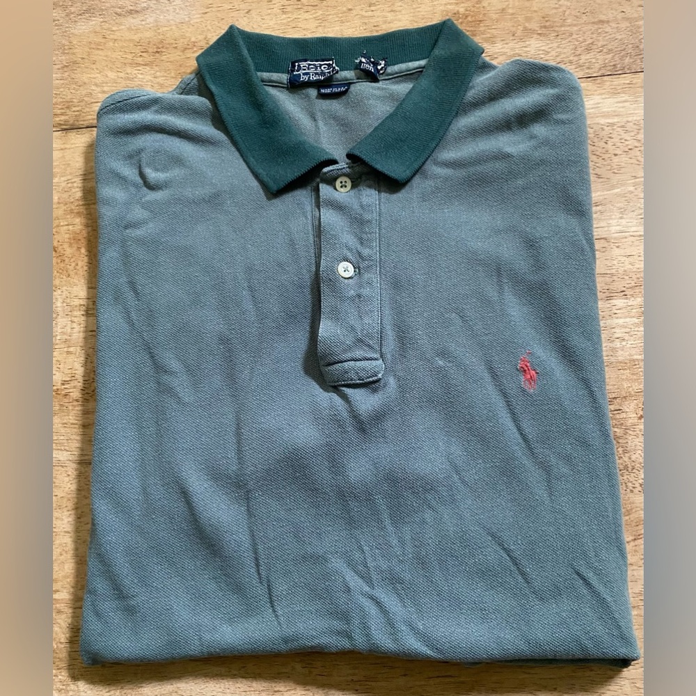 Polo by R Lauren Men’s (See Pics For Measurements) Sage Green Mesh Knit Polo
